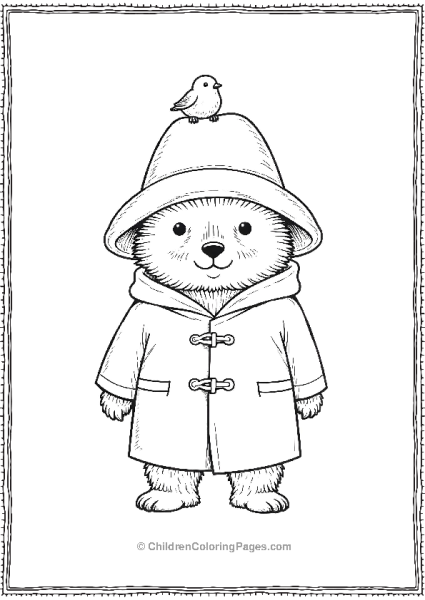 Paddington With A Tiny Bird Perched On Its Hat Free PDF Printable