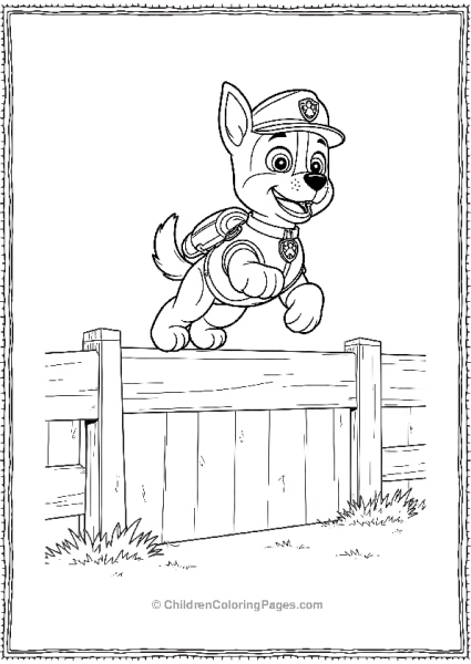 Paw Patrol Chase Jumping Over A Fence Free PDF Printable