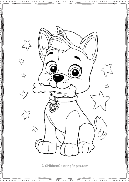 Paw Patrol Chase Sitting With A Bone Free PDF Printable