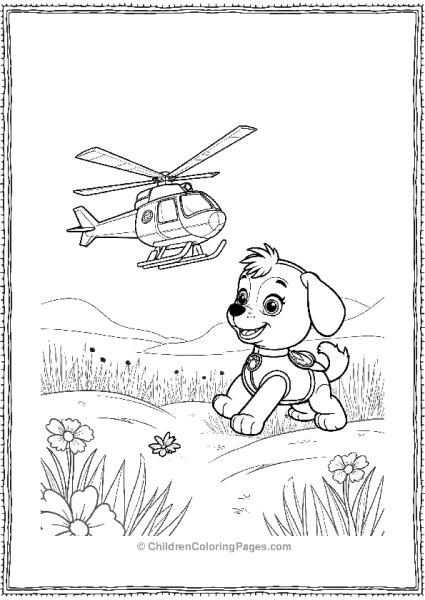 Paw Patrol Landing Helicopter In Field Free PDF Printable