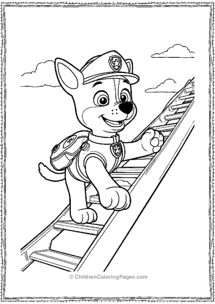 Paw Patrol Marshall Climbing A Fire Laddar Free PDF Printable