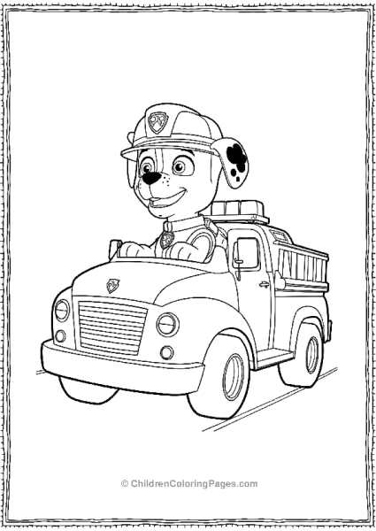 Paw Patrol Marshall Riding A Firetruck Free PDF Printable