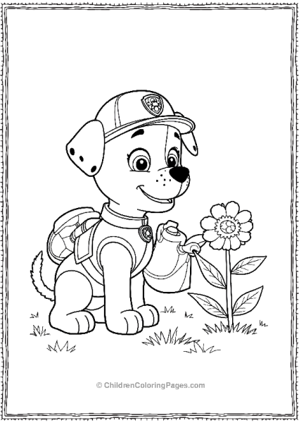 Paw Patrol Marshall Watering Flowers Free PDF Printable