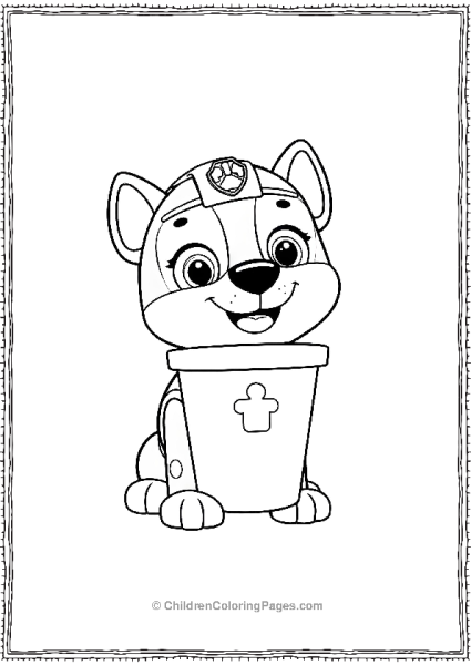 Paw Patrol Rocky With A Small Recycle Bin Free PDF Printable