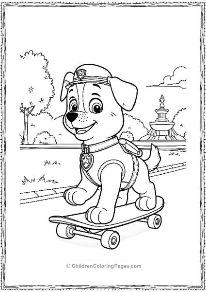 Paw Patrol Rubble Ridding A Skateboard Free PDF Printable