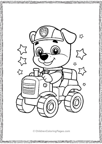 Paw Patrol Rubble Sitting On A Toy Bulldozer Free PDF Printable