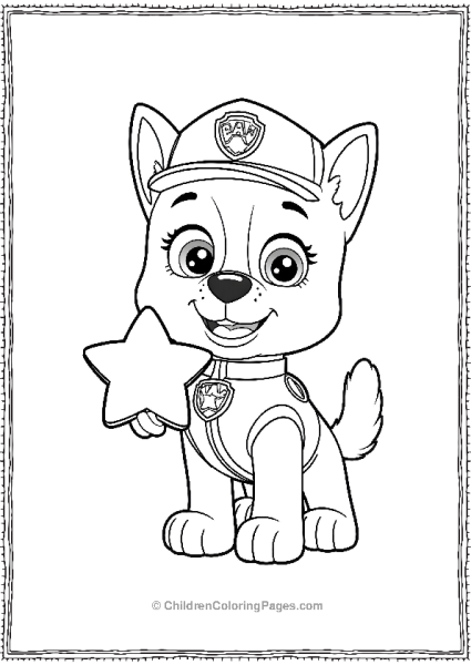 Paw Patrol Ryde Holding A Big Star Free PDF Printable