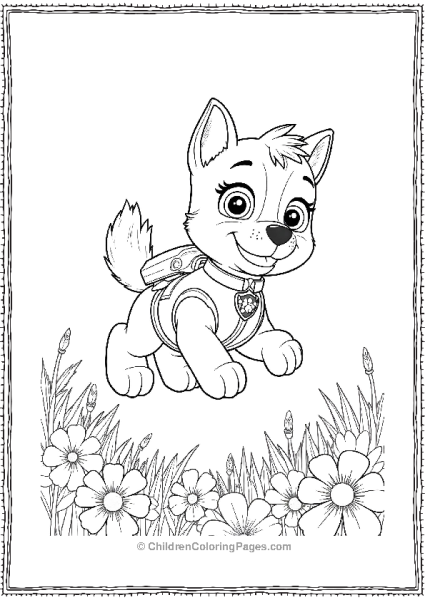 Paw Patrol Skye Flying Over A Low Meadow Free PDF Printable