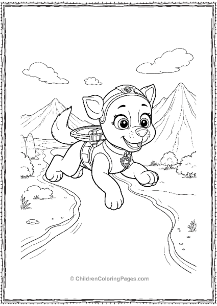 Paw Patrol Skye Flying Over A River Free PDF Printable