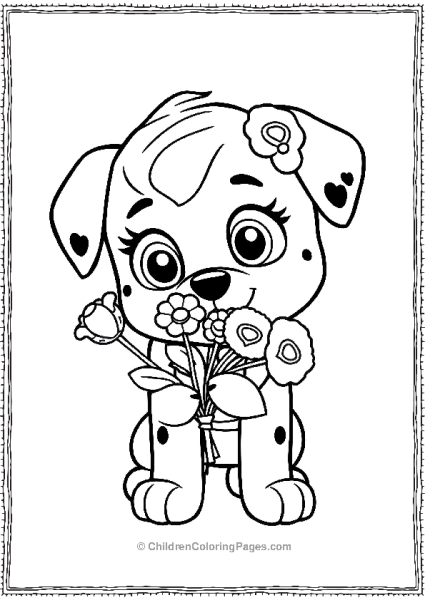 Paw Patrol Skye Holding A Bouqet Free PDF Printable