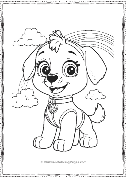 Paw Patrol Skye WIth A Rainbow Free PDF Printable