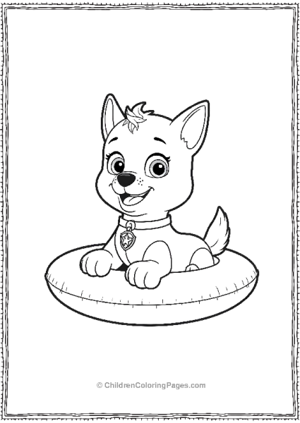 Paw Patrol Zuma Floating Over A Pool Free PDF Printable