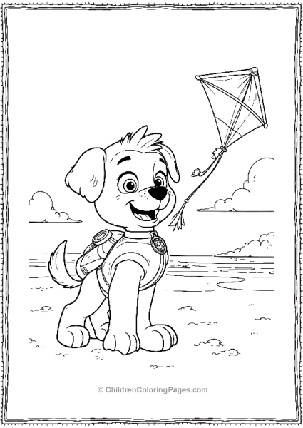 Paw Patrol Zuma Flying A Kite On The Beach Free PDF Printable