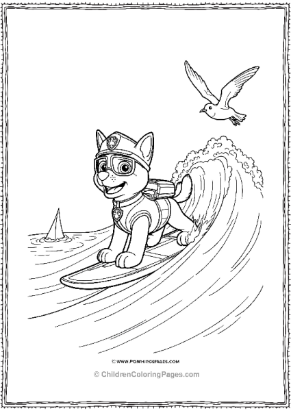 Paw Patrol Zuma Surfing On A Large Wave Free PDF Printable