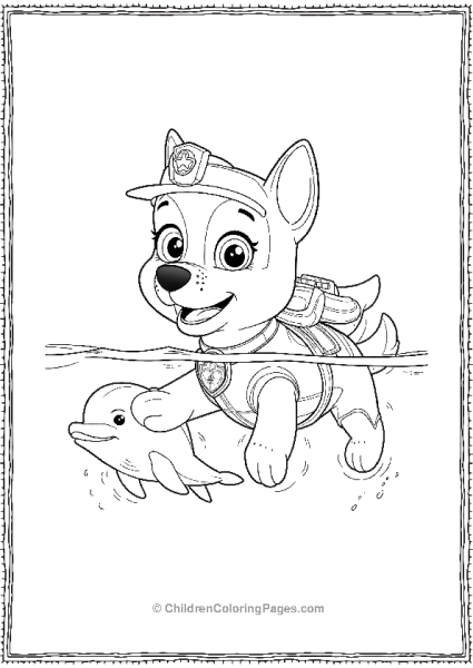 Paw Patrol Zuma Swimming With Dolphin Free PDF Printable