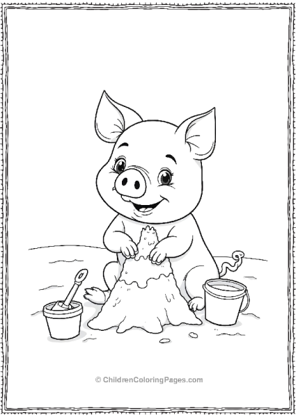 Pig Building A Sandcastle Free PDF Printable