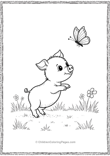 Pig Chasing A Butterfly Free PDF Printable