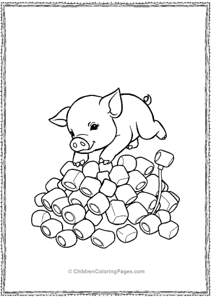 Pig Diving In Pile Of Marshmellows Free PDF Printable