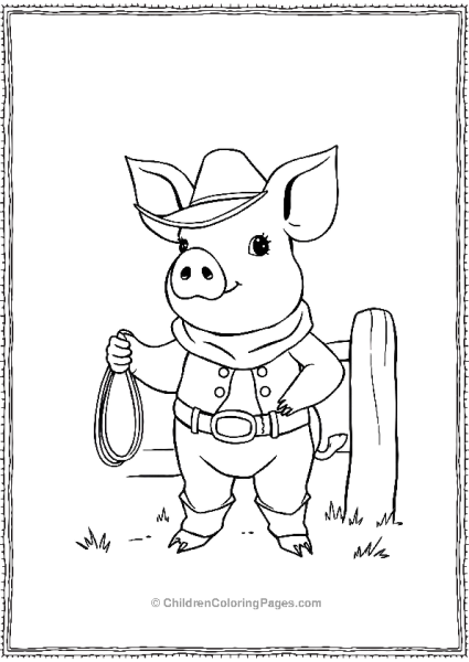 Pig Dressed As A Cowboy Free PDF Printable