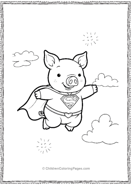 Pig Dressed As A Superhero Free PDF Printable