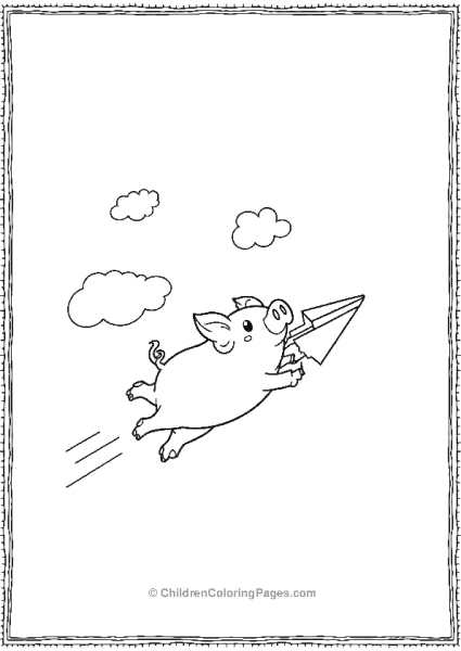 Pig Flying A Small Paper Plane Free PDF Printable