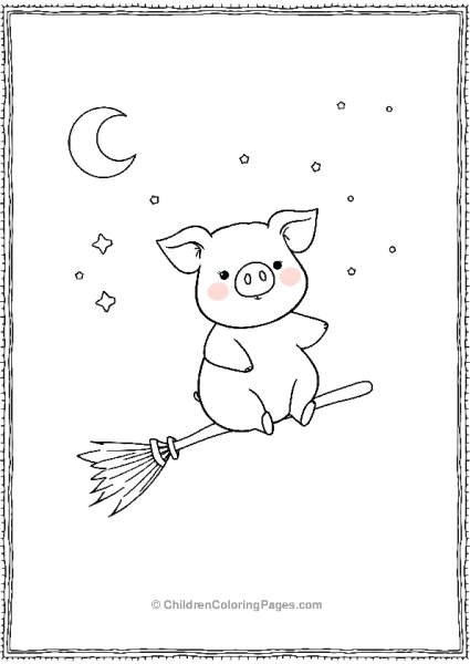 Pig Flying On A Broomstick Free PDF Printable