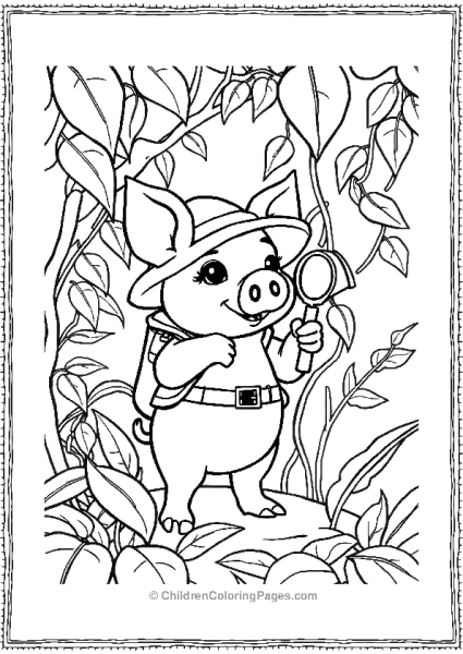 Pig Holding A Magnifying Glass Free PDF Printable