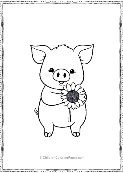 Pig Holding A Sunflower Free PDF Printable