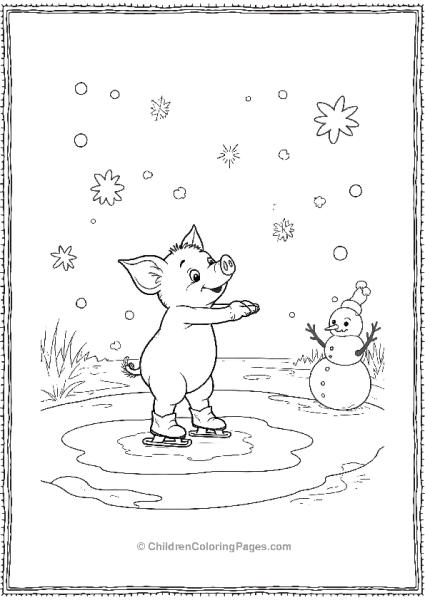 Pig Ice Skating Free PDF Printable