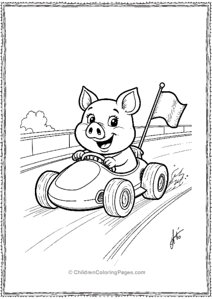 Pig In A Race Car Free PDF Printable