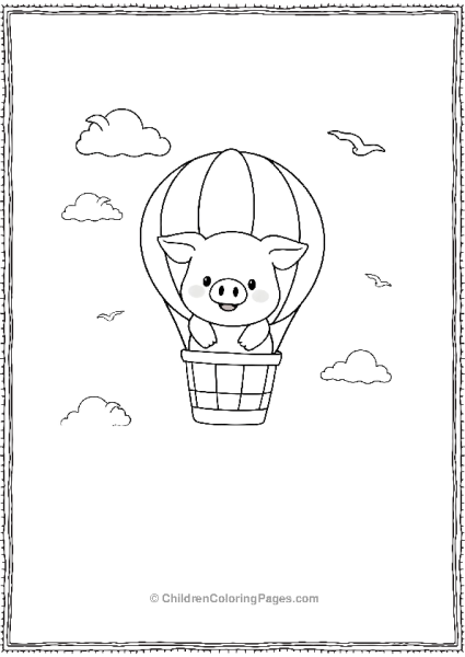 Pig In Hot Air Balloon Free PDF Printable