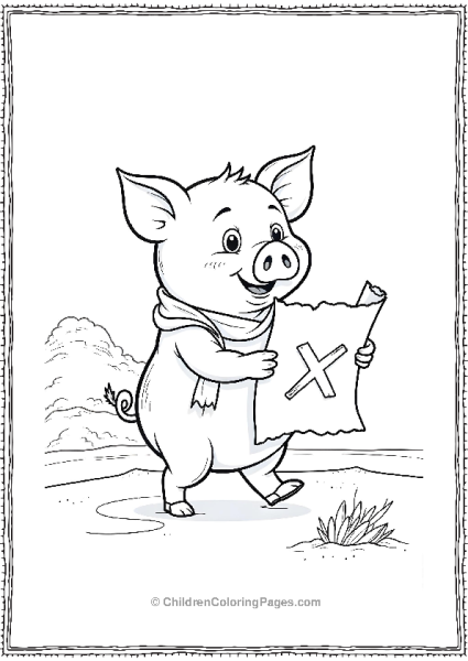 Pig On A Treasure Hunt Free PDF Printable