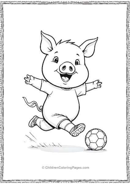 Pig Playing Soccer Free PDF Printable