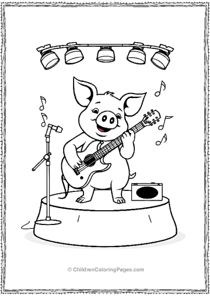 Pig Playing The Guitar Free PDF Printable