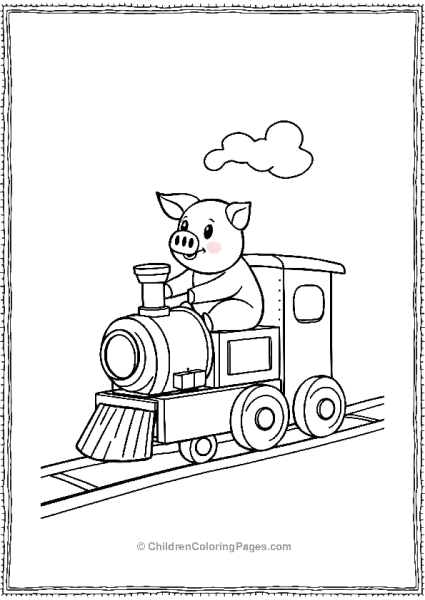 Pig Ridding On A Toy Train Free PDF Printable