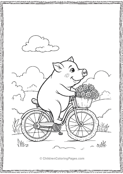 Pig Riding A Bicycle Free PDF Printable