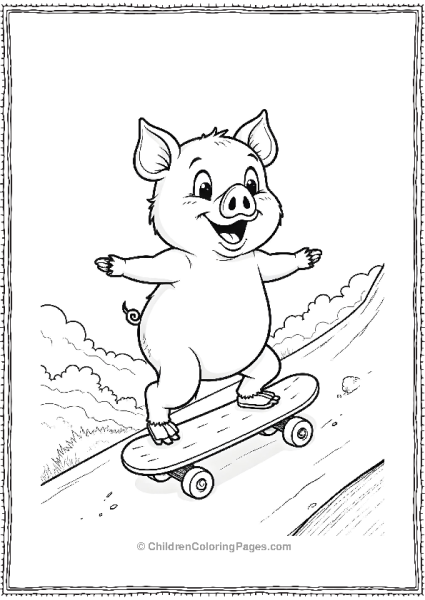 Pig Riding A Skateboard Free PDF Printable