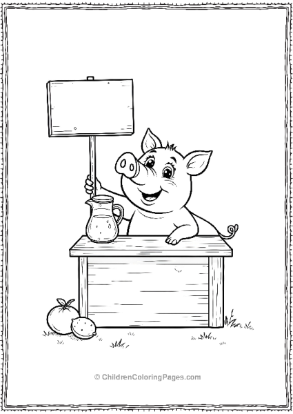 Pig Running A Lemonade Stall Free PDF Printable