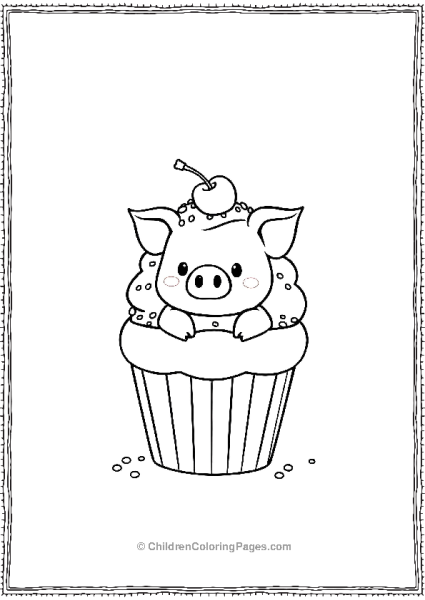 Pig Sitting In A Giant Cupcake Free PDF Printable