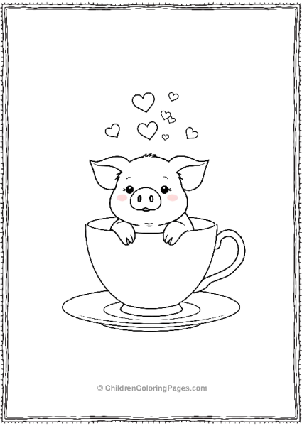 Pig Sitting Inside A Teacup Free PDF Printable