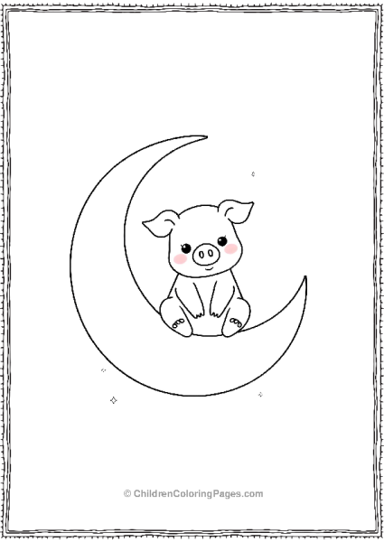 Pig Sitting On A Crescent Free PDF Printable