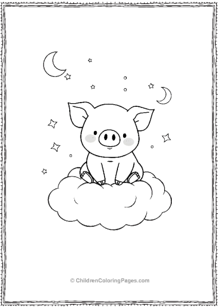 Pig Sitting On A Fluffy Cloud Free PDF Printable