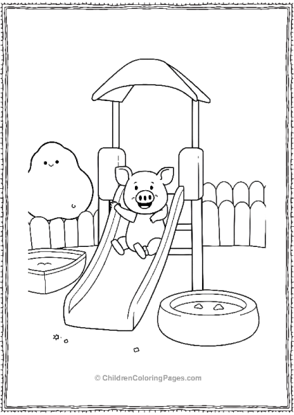 Pig Sliding Down A Slide Free PDF Printable