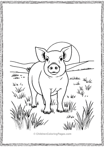 Pig Standing In A Meadow Free PDF Printable