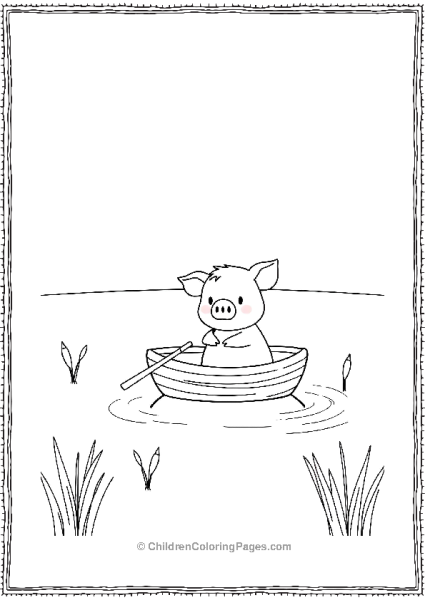 Pig Standing In A Tiny Boat In A Calm Lake Free PDF Printable