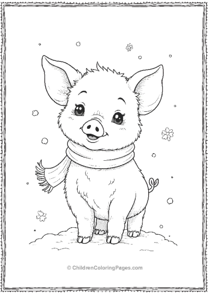 Pig Standing In The Snow Free PDF Printable