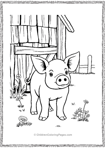 Pig Standing Near A Barn Free PDF Printable