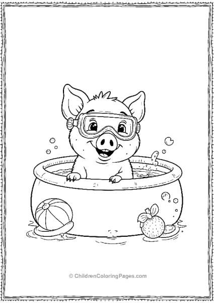 Pig Swimming With A Tiny Snorkle Free PDF Printable