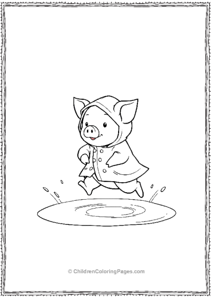 Pig Wearing A Raincoat Free PDF Printable