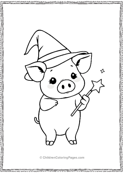 Pig Wearing A Tiny Witch Hat Free PDF Printable